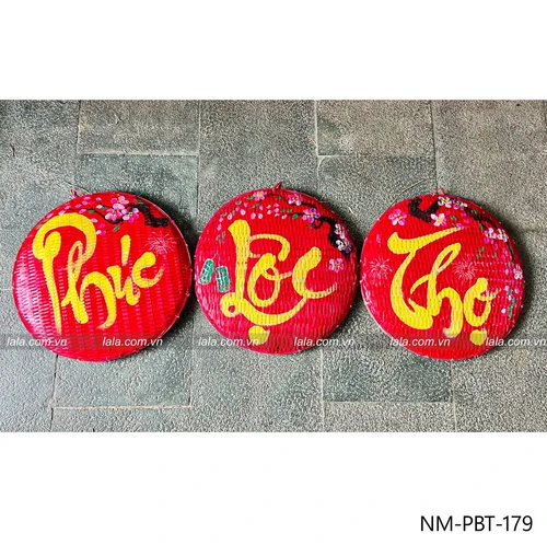 Combo 3 mẹt đỏ câu chúc thư pháp Phúc Lộc Thọ trang trí tết