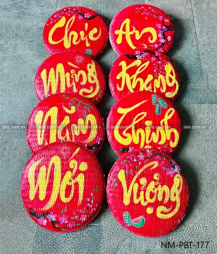 Combo 8 mẹt đỏ câu chúc thư pháp Chúc mừng năm mới - An khang thịnh vượng mẫu 177