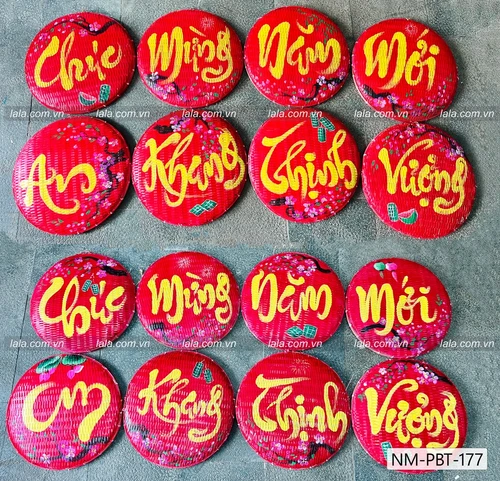 Combo 8 mẹt đỏ câu chúc thư pháp Chúc mừng năm mới - An khang thịnh vượng mẫu 177