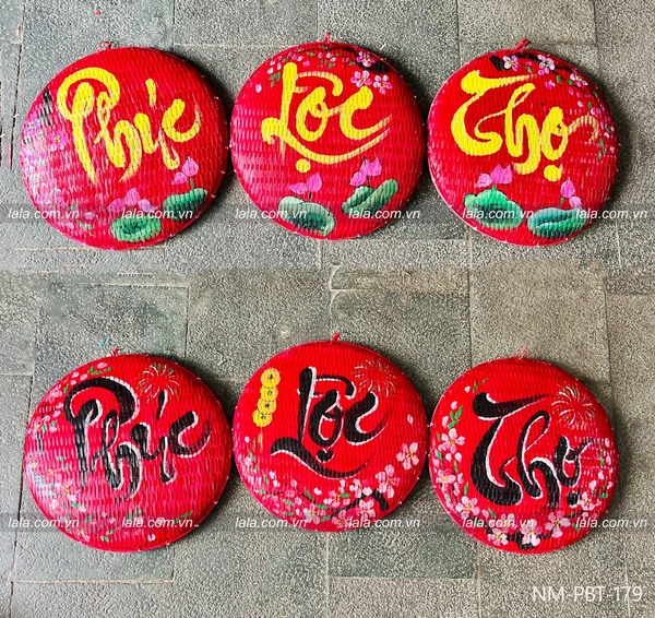 Combo 3 mẹt đỏ câu chúc thư pháp Phúc Lộc Thọ trang trí tết