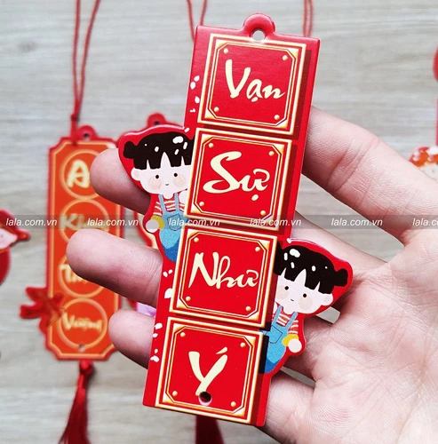 Set 6 lộc treo câu chúc tết trang trí cành mai đào ngày tết