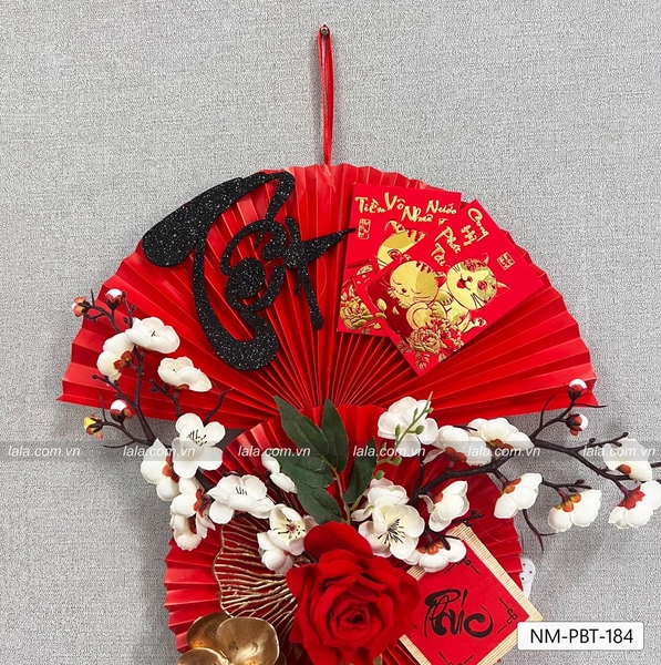 Cặp mẹt quạt đỏ chữ phúc lộc treo trang trí tết mẫu 184
