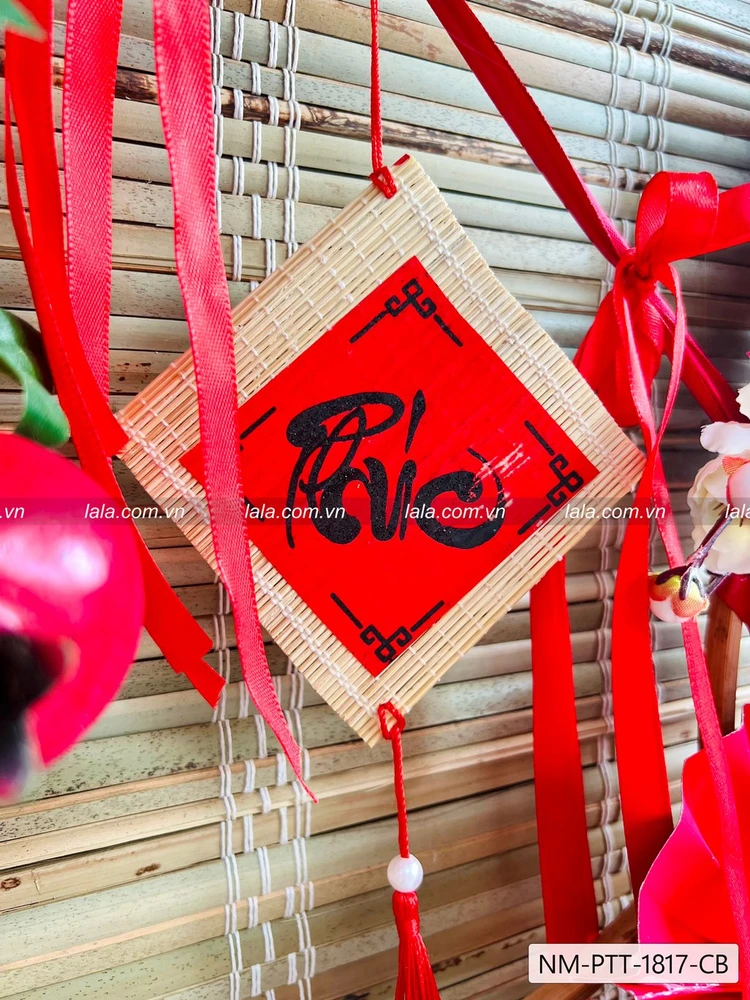 Bộ mành tre lớn full phụ kiện trang trí tiểu cảnh tết mẫu 17