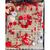 Bộ mành tre lớn full phụ kiện trang trí tiểu cảnh tết mẫu 17