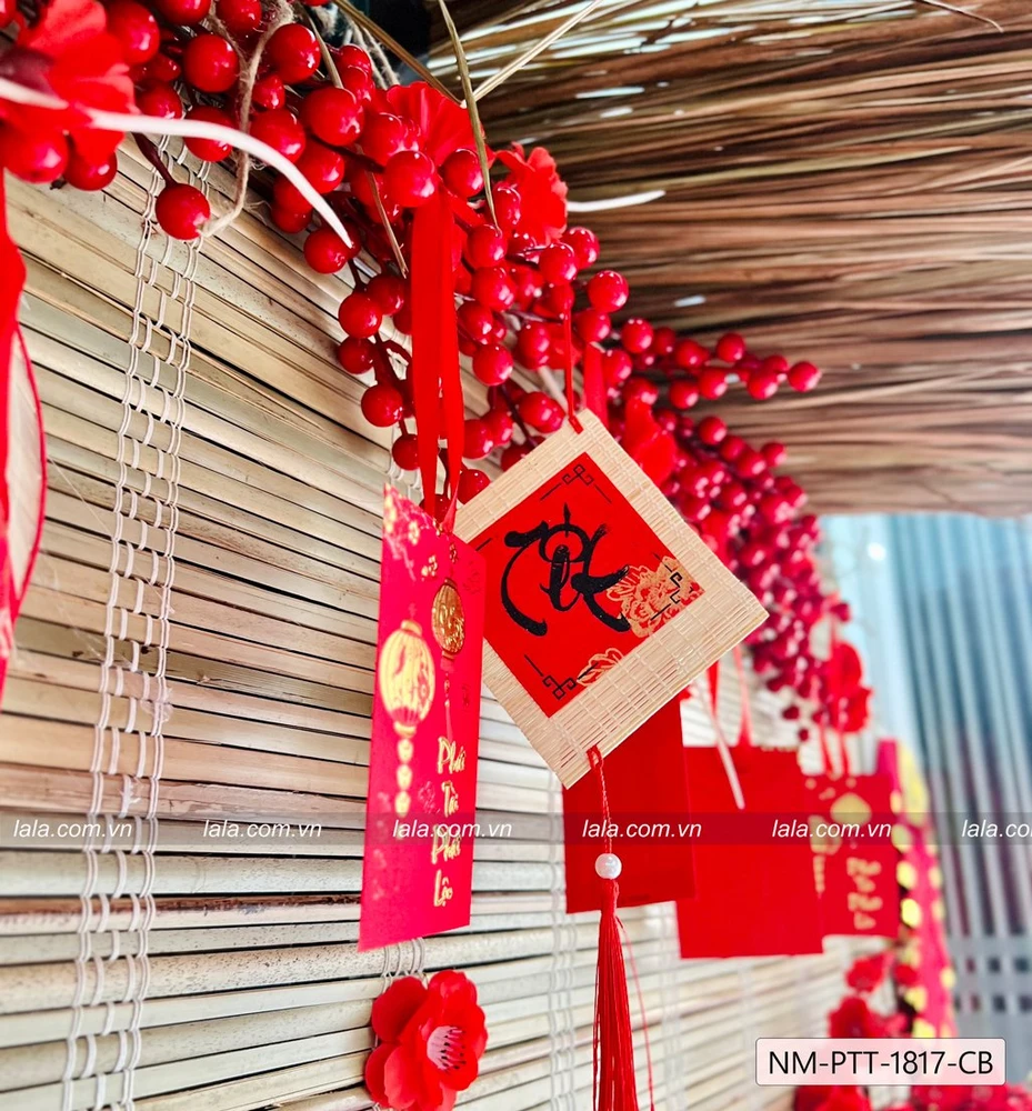 Bộ mành tre lớn full phụ kiện trang trí tiểu cảnh tết mẫu 17