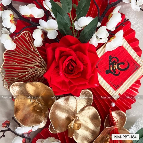 Cặp mẹt quạt đỏ chữ phúc lộc treo trang trí tết mẫu 184