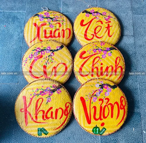 Combo 6 mẹt vàng câu chúc thư pháp Xuân an khang - Tết thịnh vượng trang trí tết