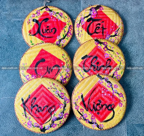 Combo 6 mẹt vàng-đỏ câu chúc thư pháp Xuân an khang - Tết thịnh vượng trang trí tết