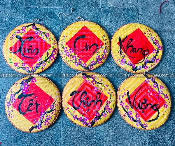 Combo 6 mẹt vàng-đỏ câu chúc thư pháp Xuân an khang - Tết thịnh vượng trang trí tết