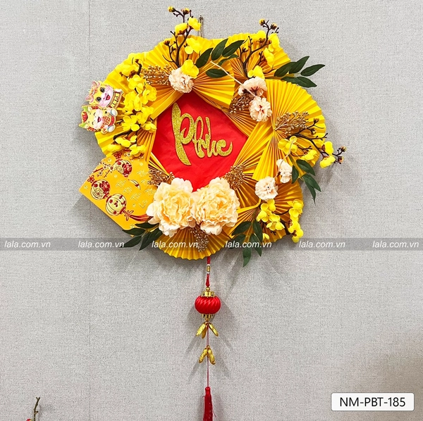 Mẹt tết 50cm quạt vàng chữ phúc lớn trang trí tết mẫu 185