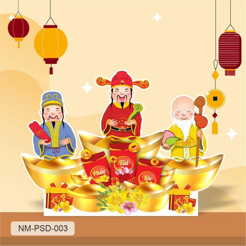 Standee Trang Trí Tết Ba Ông Phúc Lộc Thọ
