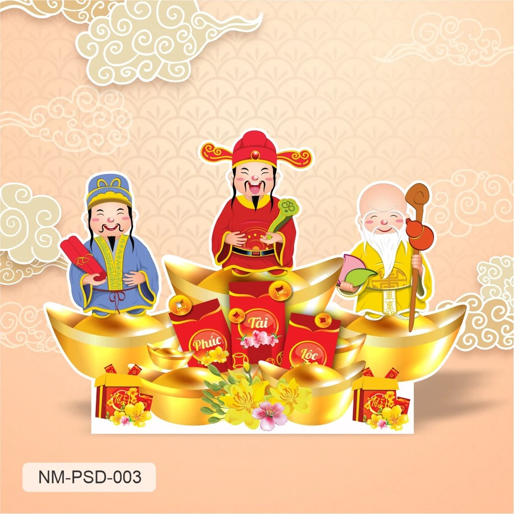 Standee Trang Trí Tết Ba Ông Phúc Lộc Thọ