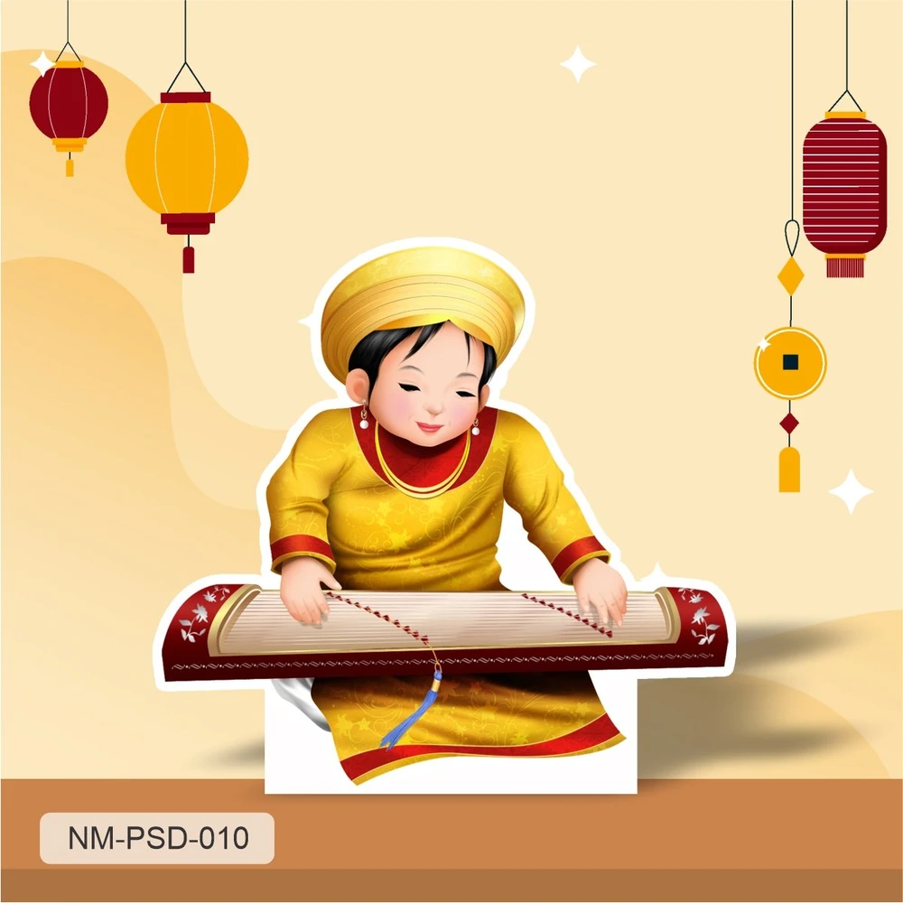 Standee Trang Trí Tết Bé Đánh Đàn