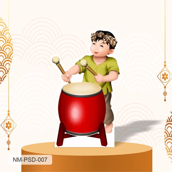 Standee Trang Trí Tết Bé Đánh Trống Chúc Tết