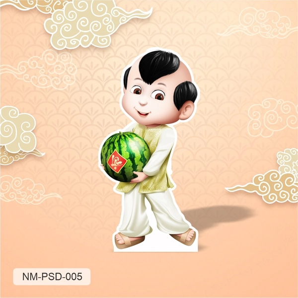 Standee Trang Trí Tết Bé Ôm Quả Dưa Hấu