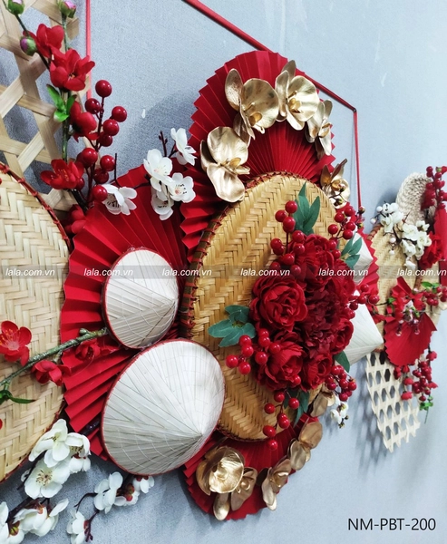 Mẹt tre lớn hoa mẫu đơn trang trí tiểu cảnh tết mẫu 200
