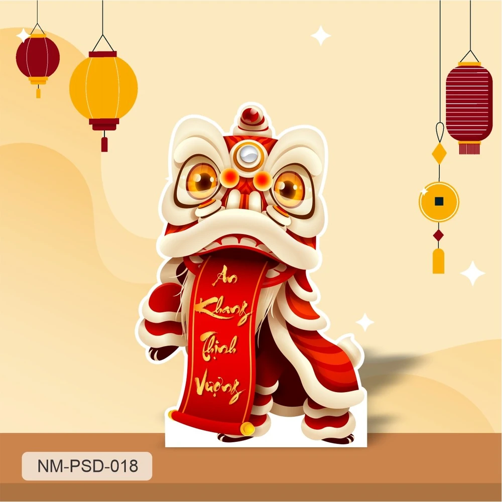 Standee Trang Trí Tết Múa Lân An Khang Thịnh Vượng
