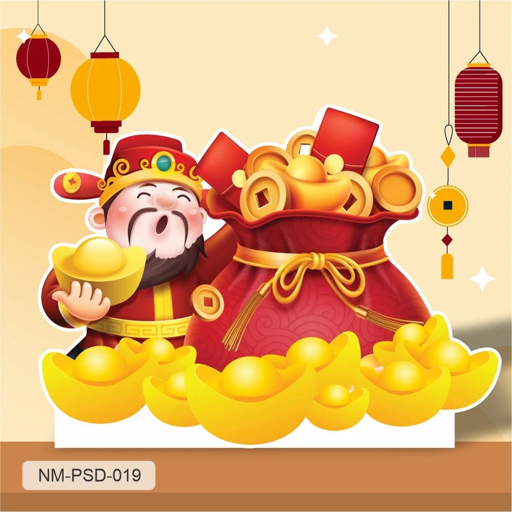 Standee Trang Trí Tết Ông Thần Tài Và Túi Vàng