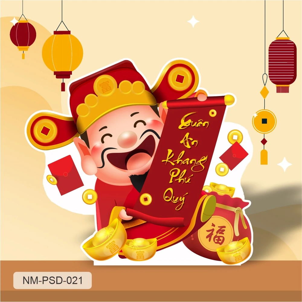 Standee Trang Trí Tết Thần Tài Chúc Xuân An Khang Phú Quý