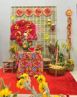 Tiểu Cảnh Mành Tre Kèm Bàn Ghế Trang Trí Tết Nguyên Đán Tài Lộc Mừng Năm Mới