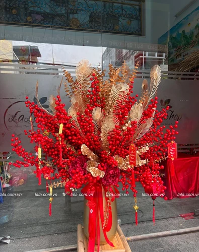 Bình hoa đào đông lớn đón tài lộc trang trí tết mẫu mới 867