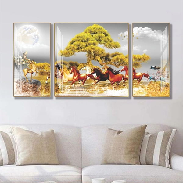 Tranh treo tường phong thủy phòng khách mã đáo thành công mẫu 962