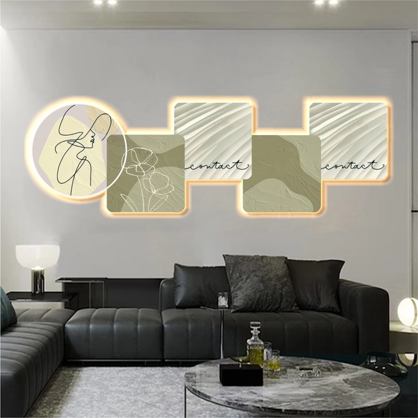 Tranh Đèn Led Tráng Gương Pha Lê Nghệ Thuật Đơn Giản 280