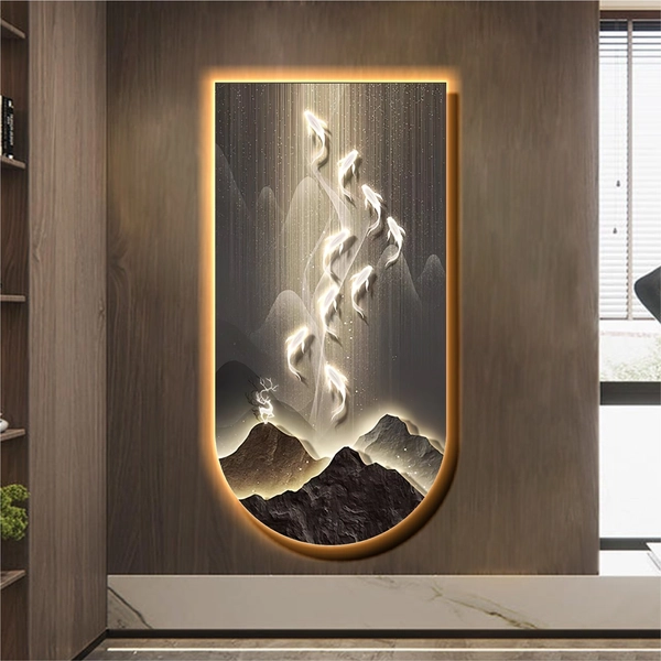 Tranh đèn LED treo tường trang trí phòng khách hiện đại mẫu 205