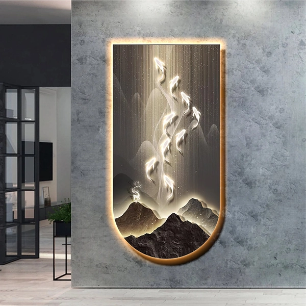 Tranh đèn LED treo tường trang trí phòng khách hiện đại mẫu 205