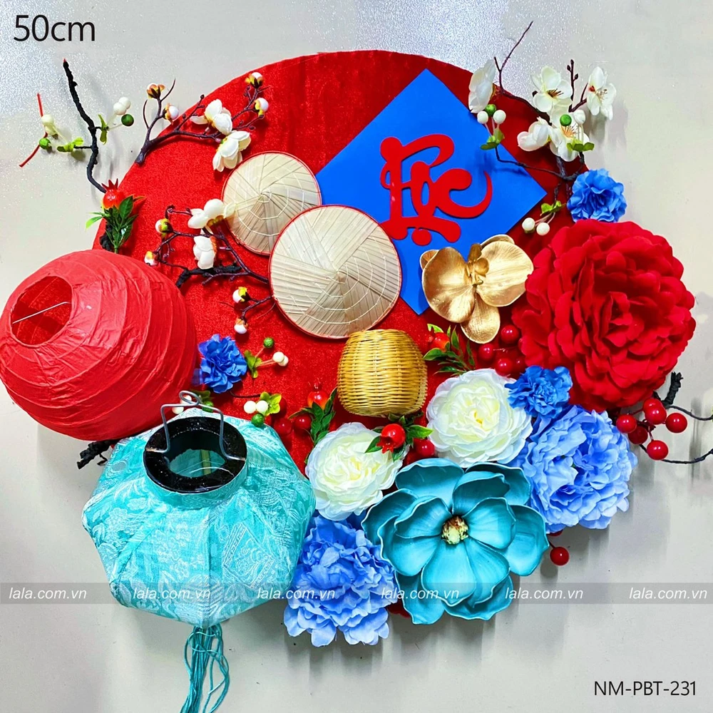 Mẹt tre 50cm lồng đèn trang trí tiểu cảnh tết mẫu 231