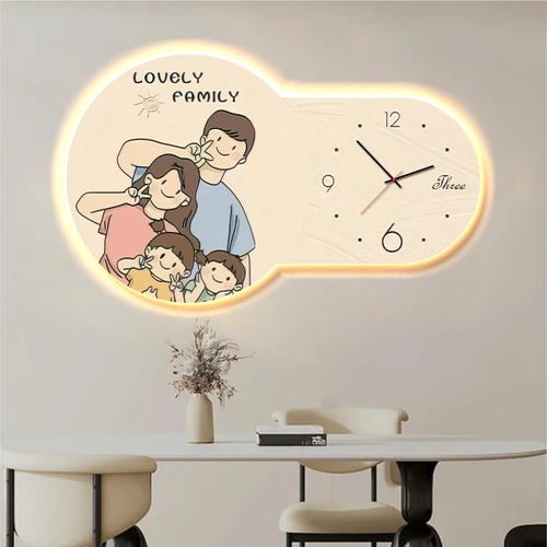 Tranh Đồng Hồ Đèn Led Tráng Gương Pha Lê Uv Gia đình 288