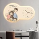 Tranh Đồng Hồ Đèn Led Tráng Gương Pha Lê Uv Gia Đình Hạnh Phúc