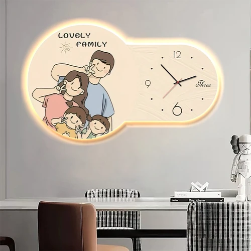 Tranh Đồng Hồ Đèn Led Tráng Gương Pha Lê Uv Gia đình 288