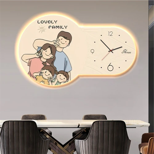 Tranh Đồng Hồ Đèn Led Tráng Gương Pha Lê Uv Gia đình 288