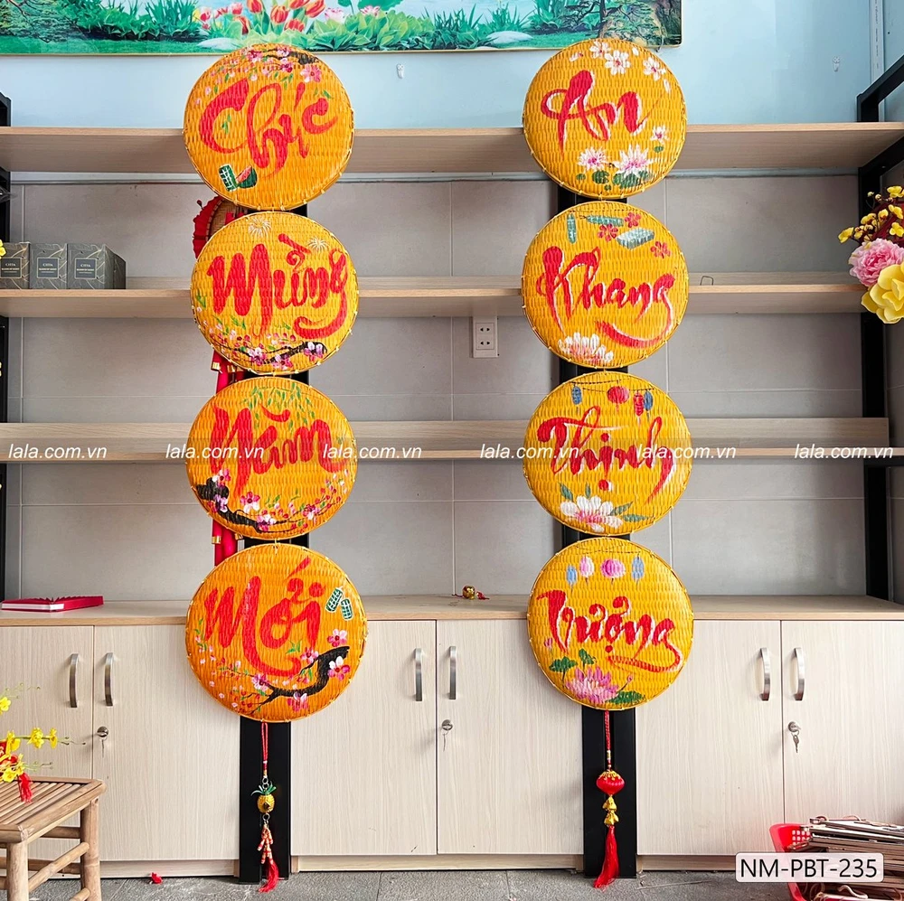 Combo cặp mẹt thư pháp câu chúc trang trí tết CMNM-AKTV mẫu 235