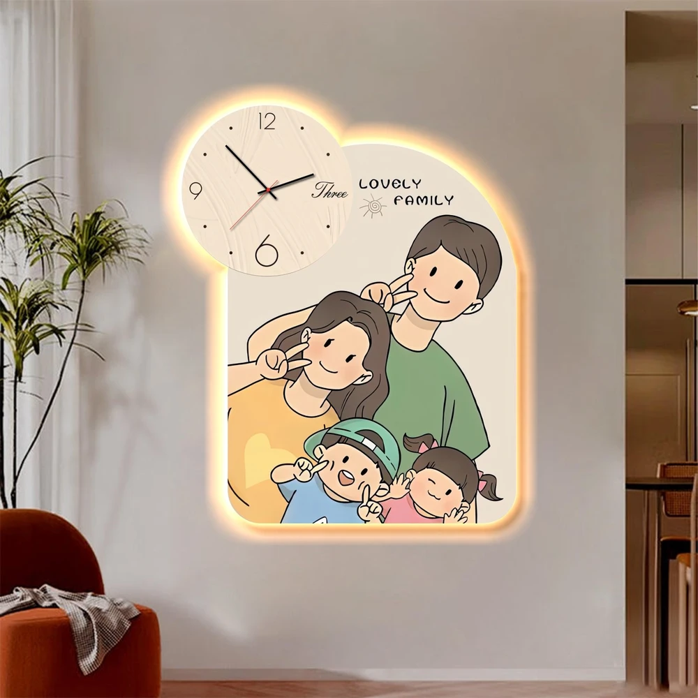 Tranh Đồng Hồ Đèn Led Tráng Gương Pha Lê Uv Gia đình mẫu 293