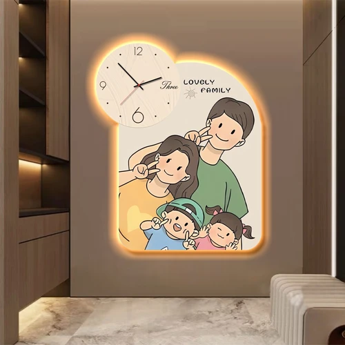 Tranh Đồng Hồ Đèn Led Tráng Gương Pha Lê Uv Gia đình mẫu 293