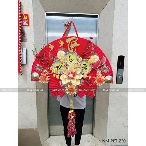 Mô hình quạt giấy phúc lộc thọ trang trí tiểu cảnh tết mẫu 230