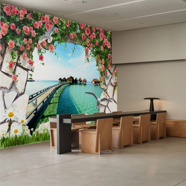 Tranh dán tường phong cảnh biển 3D YD141
