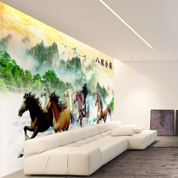 Tranh dán tường ngựa xuất hành trên núi