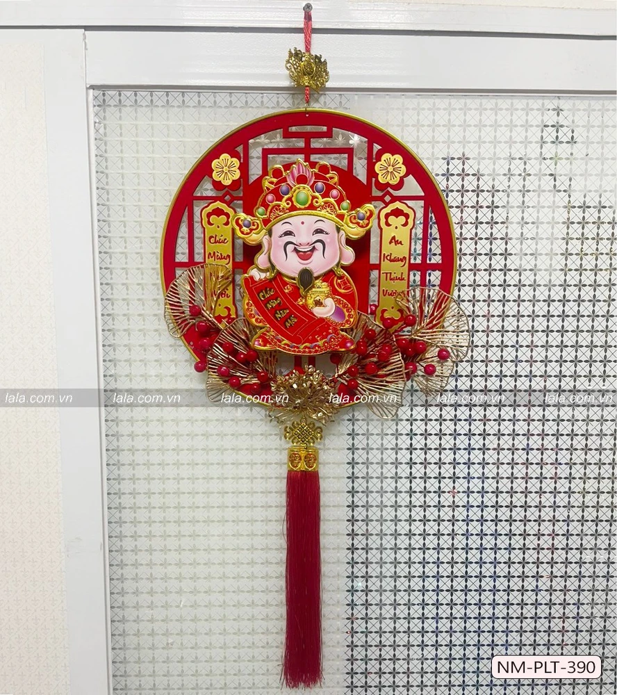 Liễn 40cm nhung đỏ thần tài đến tài lộc dồi dào treo cửa trang trí tết 390