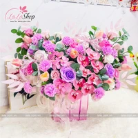 Giỏ hoa sáp để bàn sắc tím nhẹ nhàng yêu thương mẫu 879