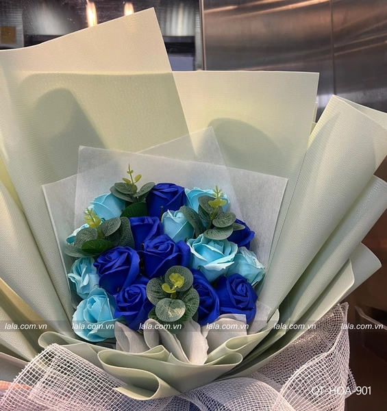 Bó hoa sáp thơm 15 bông giấy xốp gấm hàn quốc không nhăn mẫu 901