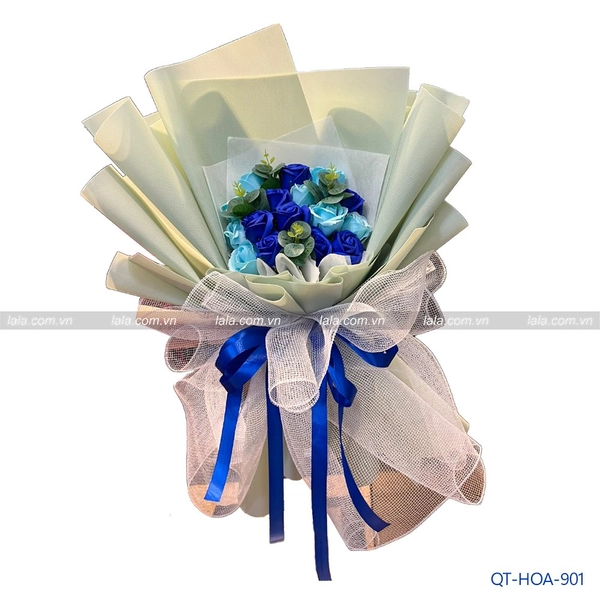 Bó hoa sáp thơm 15 bông giấy xốp gấm hàn quốc không nhăn mẫu 901