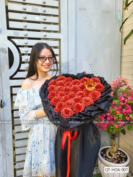 Bó hoa hồng nhũ kim tuyến 30 bông siêu thơm mẫu 907