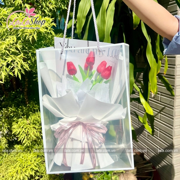 Túi quà tặng bó 5 bông tulip nhiều màu mẫu 921