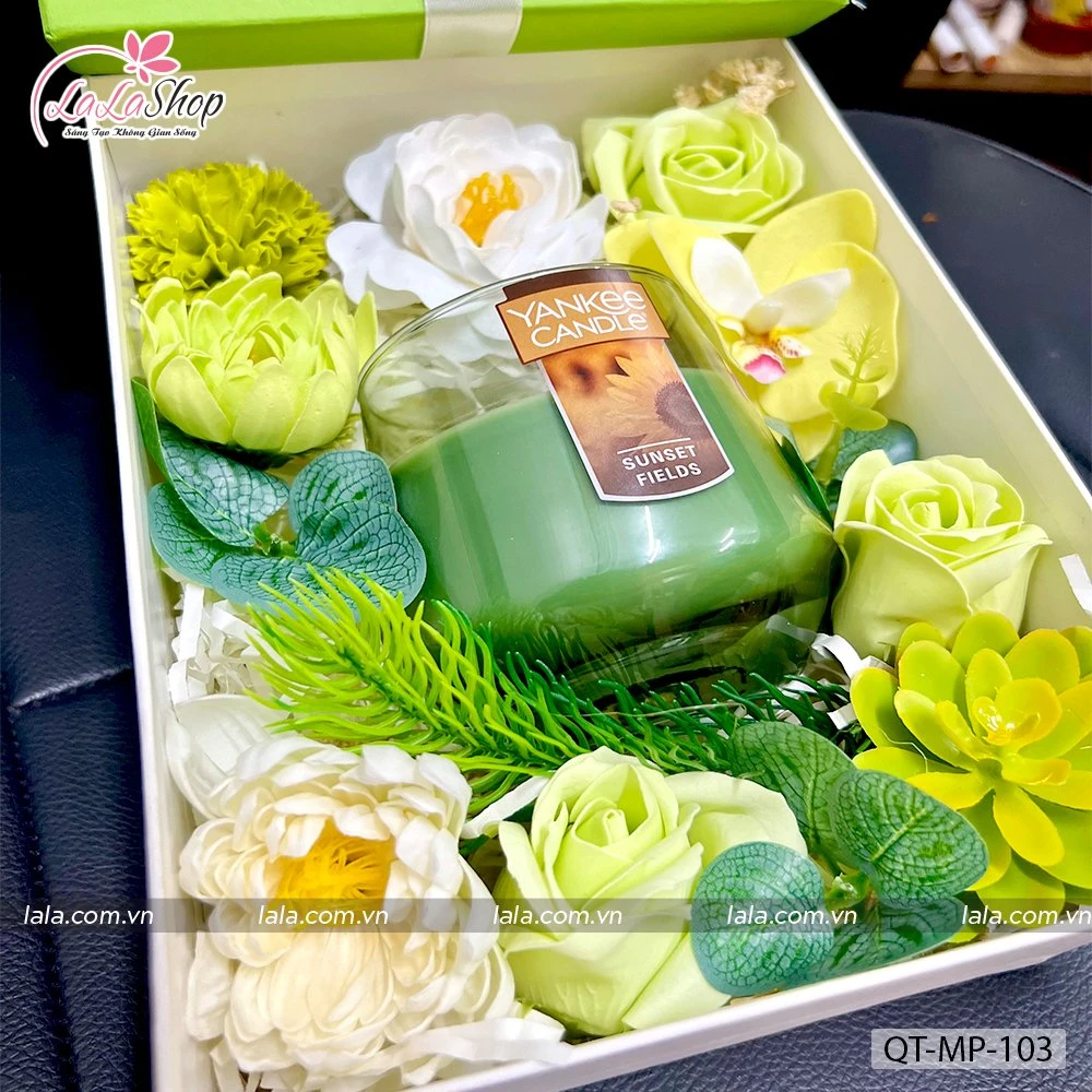Hộp quà tặng nến thơm cao cấp Yankee SUNSET FIELDS (MÀU XANH LÁ CÂY) 103