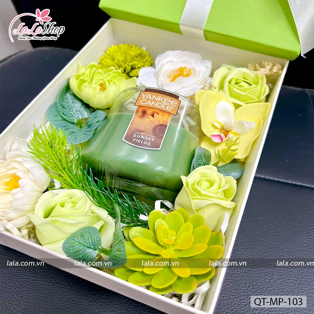 Hộp quà tặng nến thơm cao cấp Yankee SUNSET FIELDS (MÀU XANH LÁ CÂY) 103