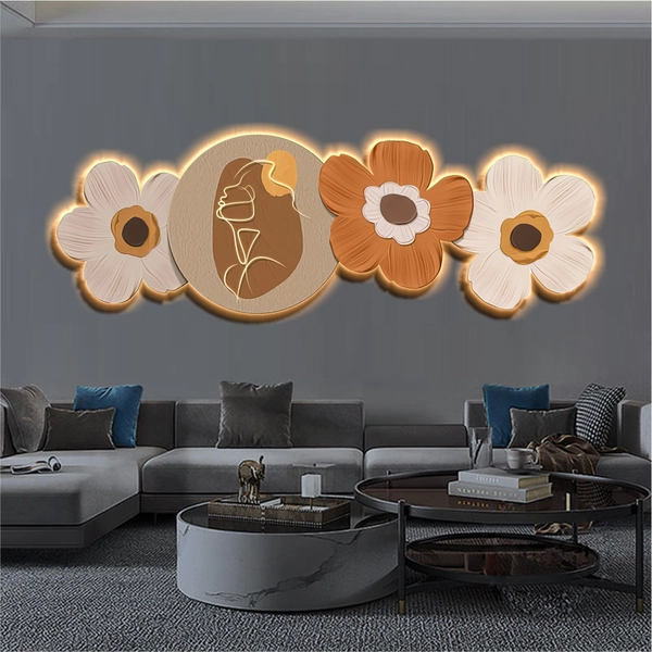 Tranh đèn LED nghệ thuật trừu tượng  tráng gương pha lê