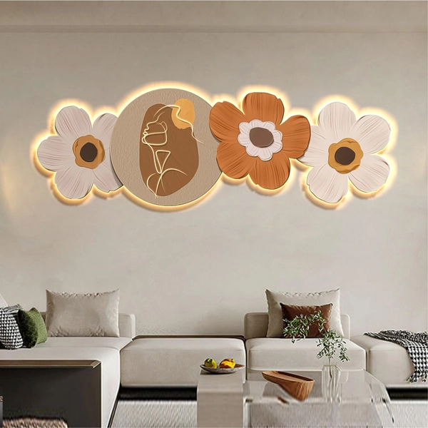 Tranh đèn LED nghệ thuật trừu tượng  tráng gương pha lê